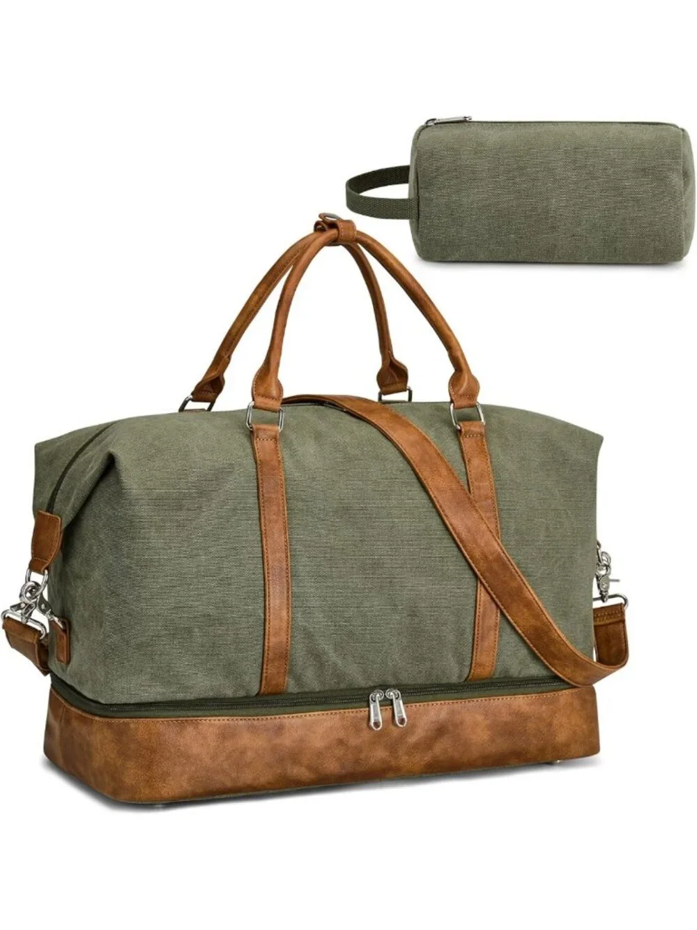 Stylish Weekender Duffel Bag with Shoe Compartment & Toiletries Bag - Travel